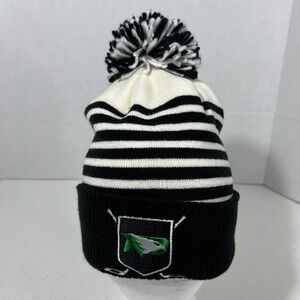 Adidas North Dakota State Pom Beanie‎ Black White Striped Knit Winter Hat ONFA